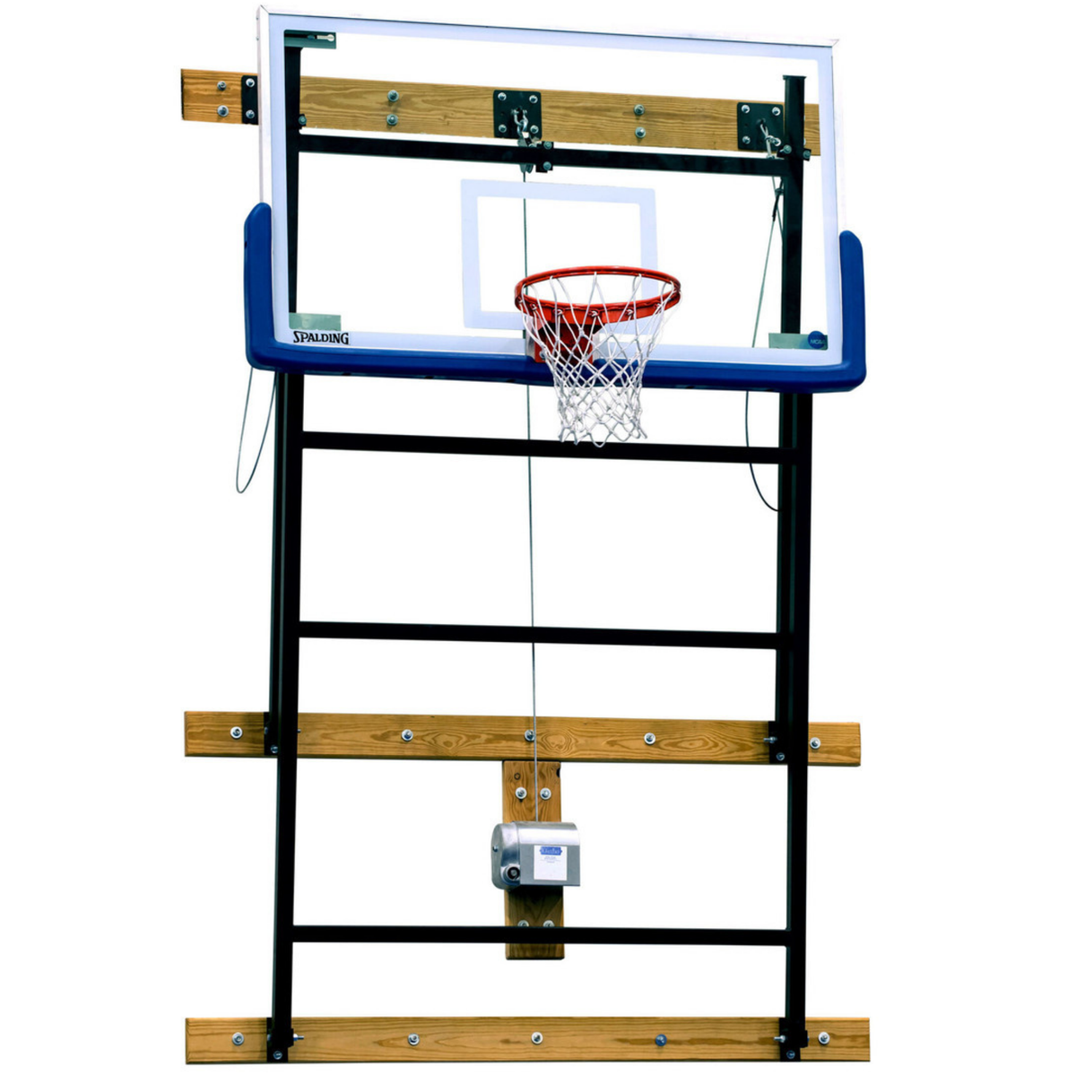 Spalding Basketball Backstops Wall-Braced Fold-Up Backstop — Made-to-order in California
