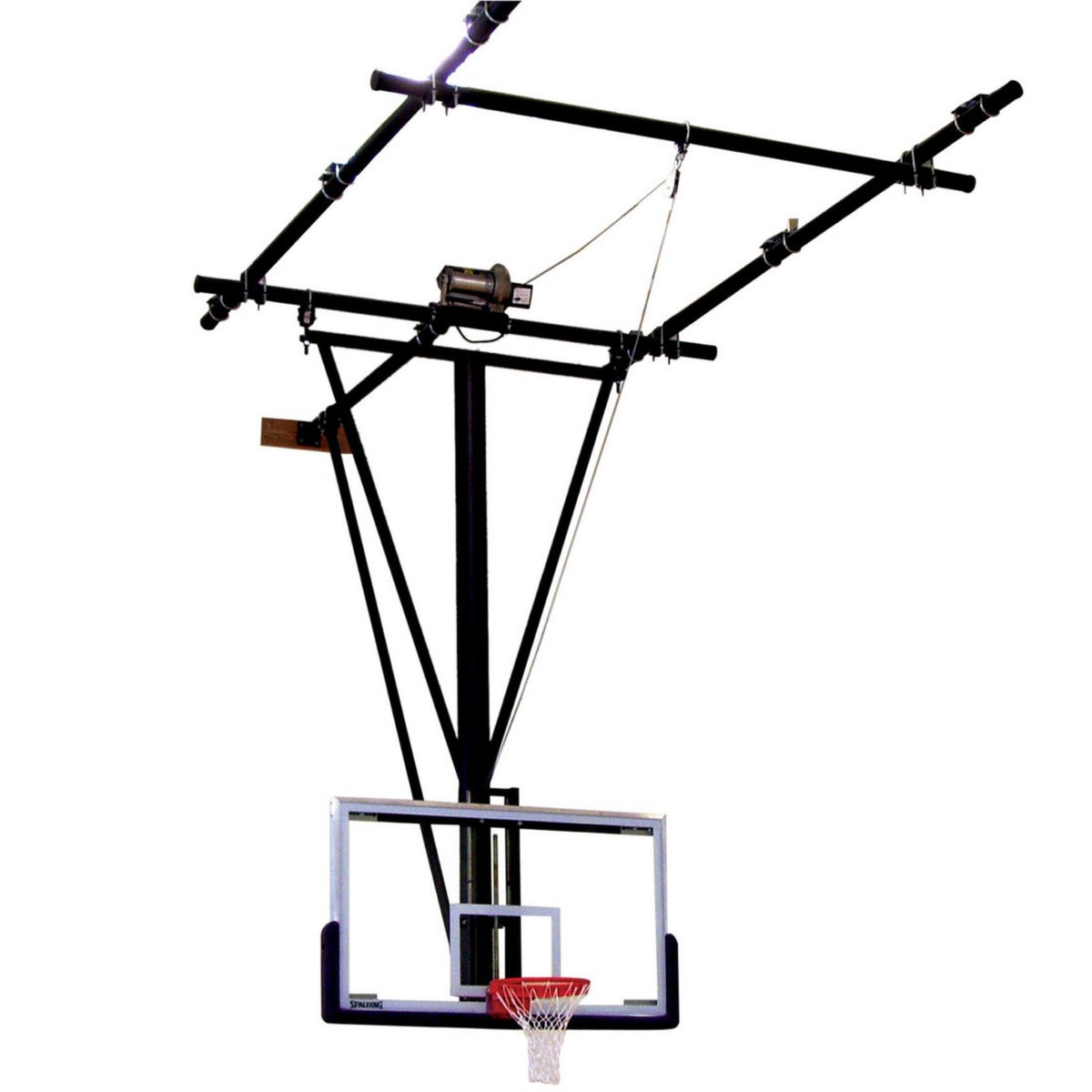 Spalding Gliding Rear-Braced Ceiling Mast — Designed for basketball programs