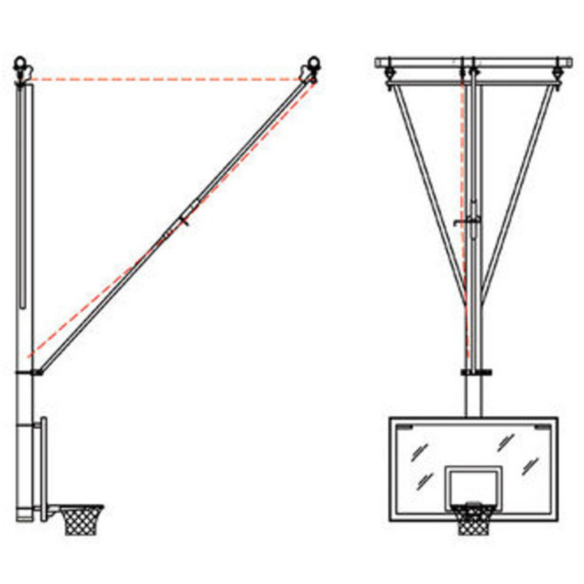 Spalding Basketball Backstops All-Purpose Ceiling Mast — Made-to-order in California