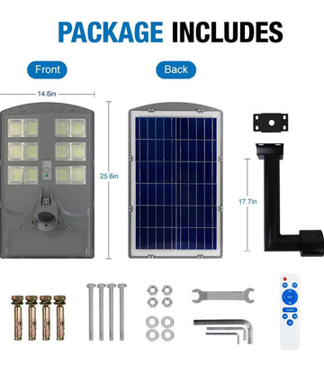 2600W Solar Street Lights Outdoor,Solar Security Flood Lights 42000lumens 6500K Dusk to Dawn Without Motion Sensor IP66 Waterproof for Parking Lot,Stadium,Garden,Yard,Basketball