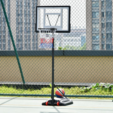 Soozier Freestanding Basketball Hoop Stand 5.5ft-7.5ft Adjustable Transparent Backboard with Wheels for Teens