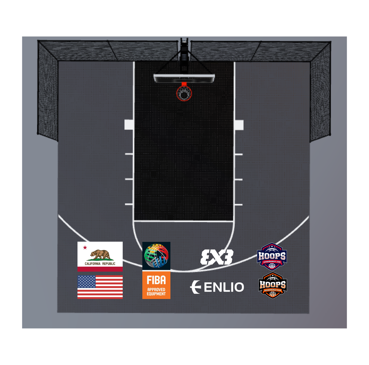 USA Enlio Official 3X3 Basketball Court – FIBA Certified – 30' x 30' – Multi-Sport — FIBA-certified Olympic-grade surface