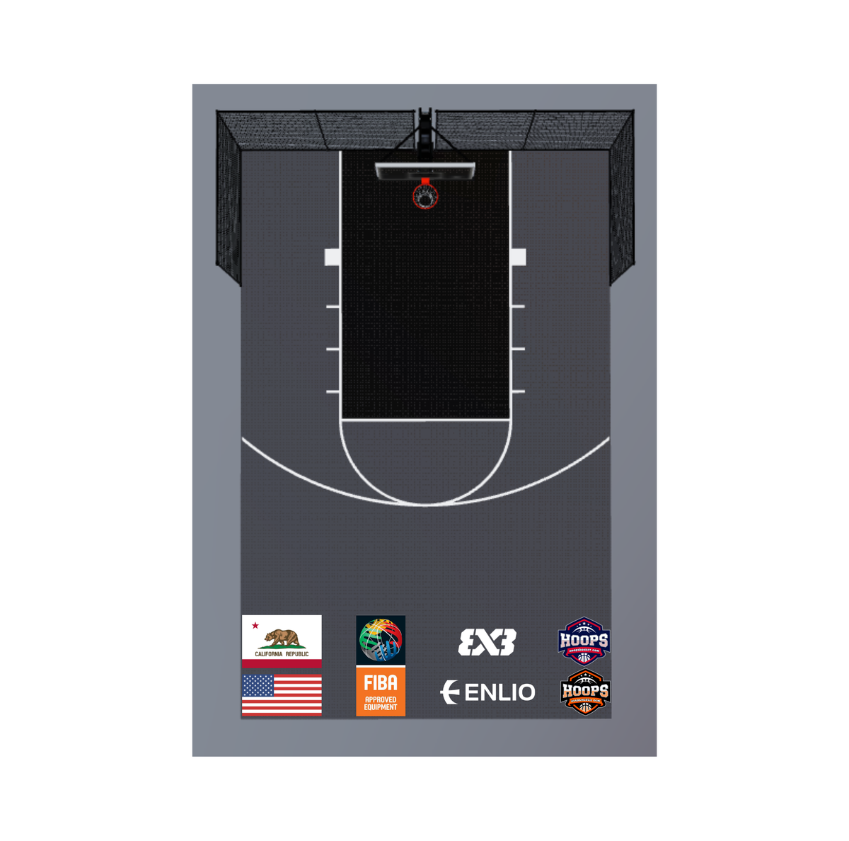 USA Enlio Official 3X3 Basketball Court – FIBA Certified – 25' x 40' Half Court — FIBA-certified Olympic-grade surface