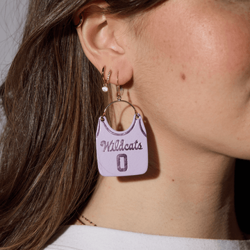 Lavender Kansas State University Basketball Jersey Earrings