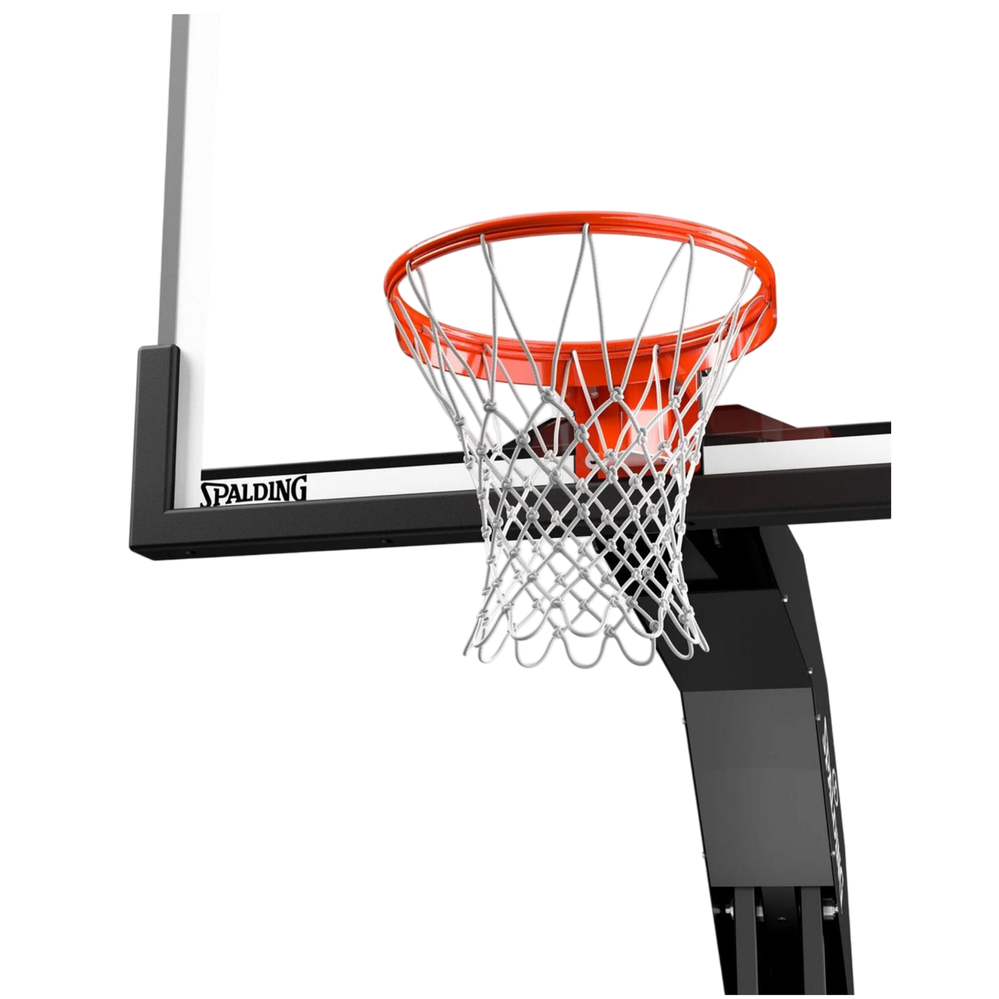 Spalding arena renegade in-ground basketball hoop with a clear backboard and durable rim.