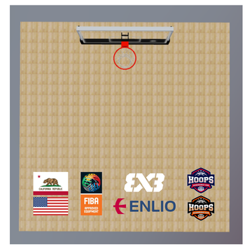 Portable Enlio FIBA-Approved Wood Pattern Basketball Court Tiles – 20' x 20' Pro Kit