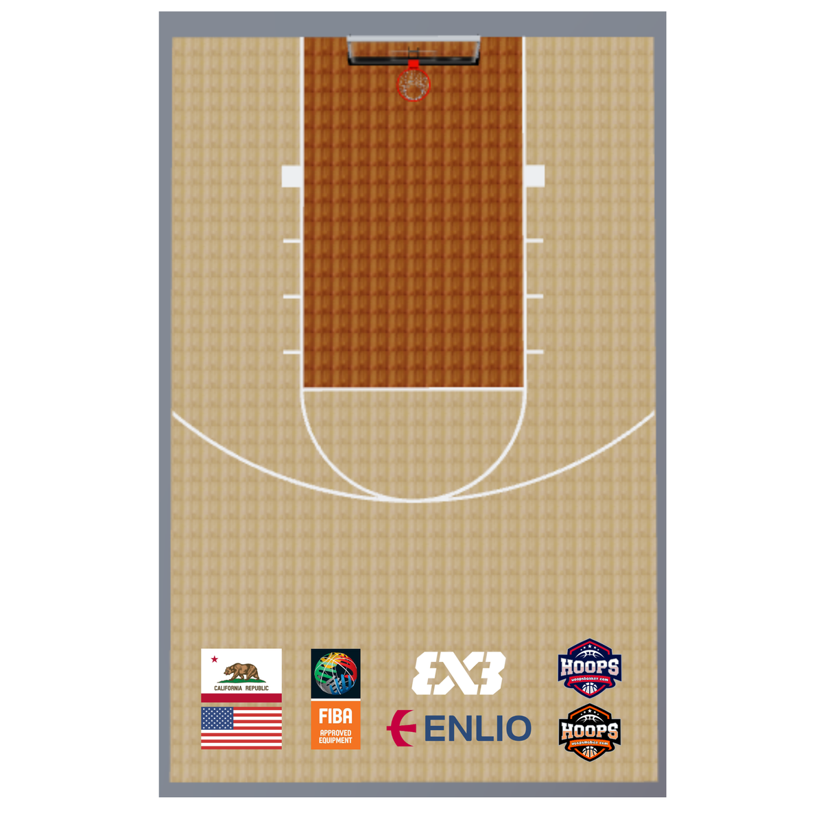 Portable Enlio FIBA-Approved Wood Pattern Basketball Court Tiles – 25' x 40' Half Court — FIBA-certified Olympic-grade surface