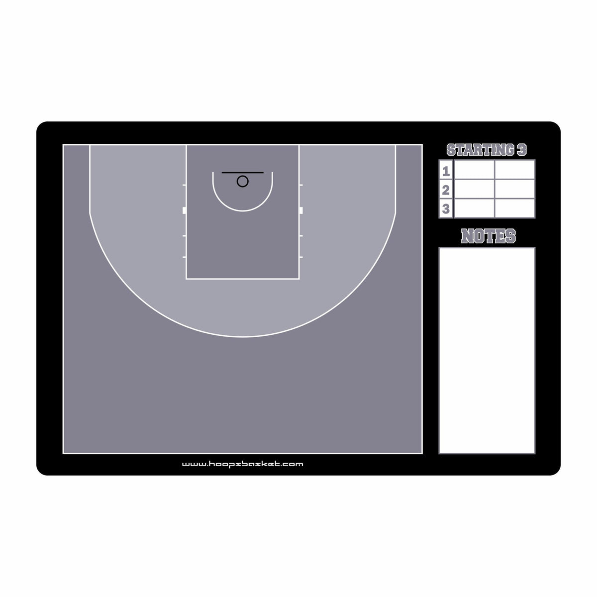 Custom 3x3 Basketball Coaching Board 15.7 x 10.6 in (Classic) — A coaching surface built to last the season