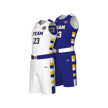 Custom sublimated reversible basketball team uniform (Eagle pattern), sublimation vs screen printing