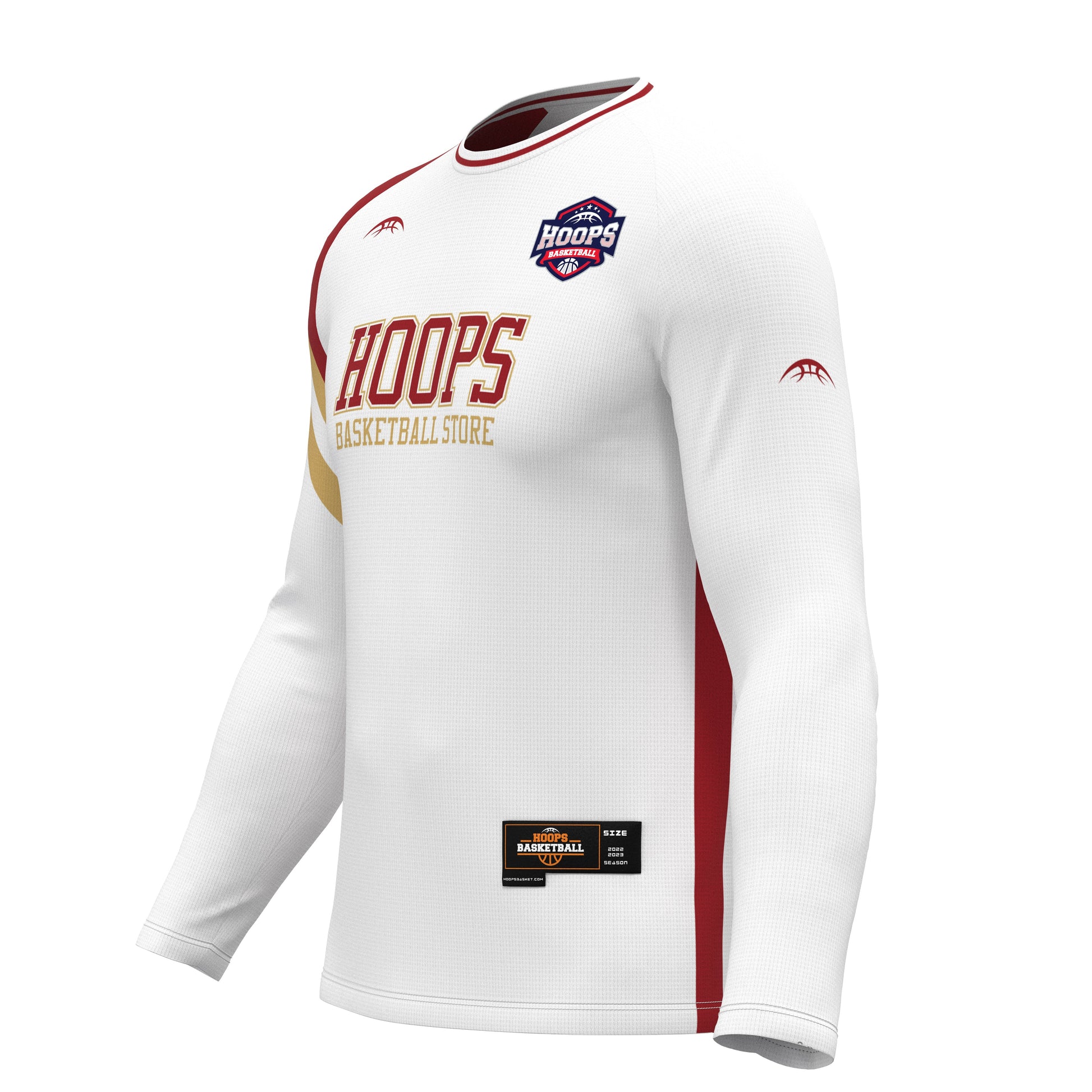 Custom basketball team warm-up shirt - long sleeve, performance fabric, ready for team customization
