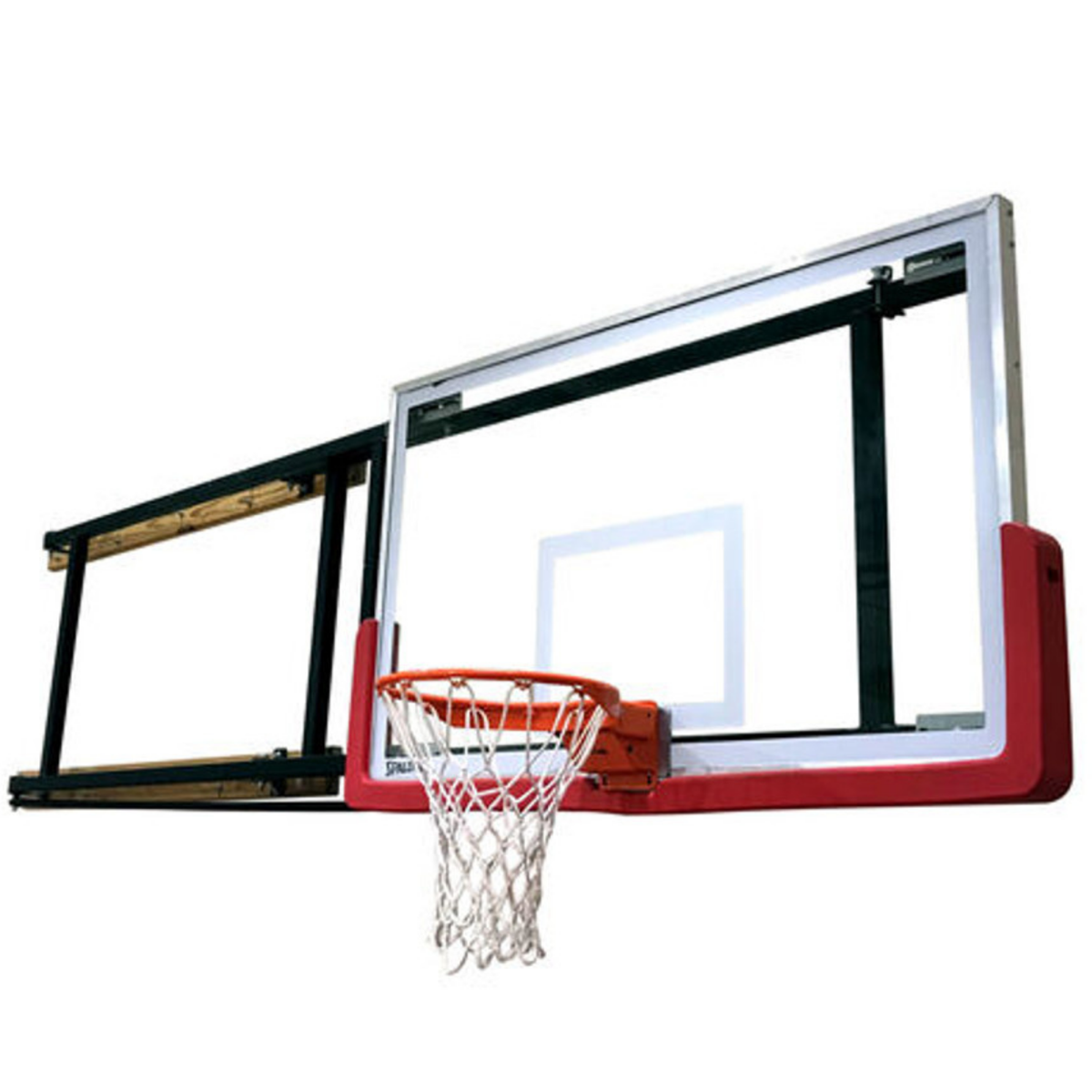 Spalding Basketball Wall-Braced Side Fold Backstop &mdash; Made-to-order in California