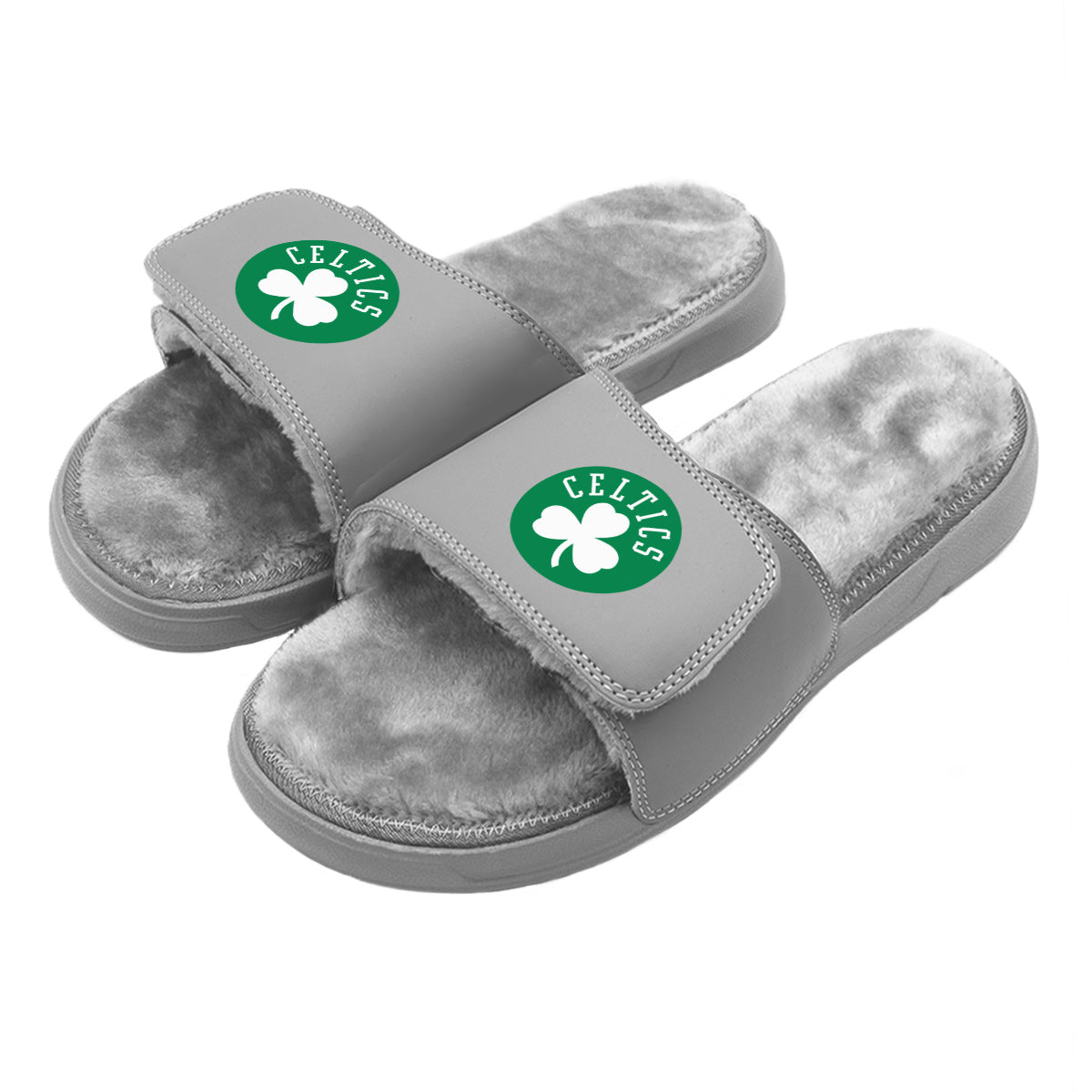 Boston Celtics Secondary Grey Fur Slides