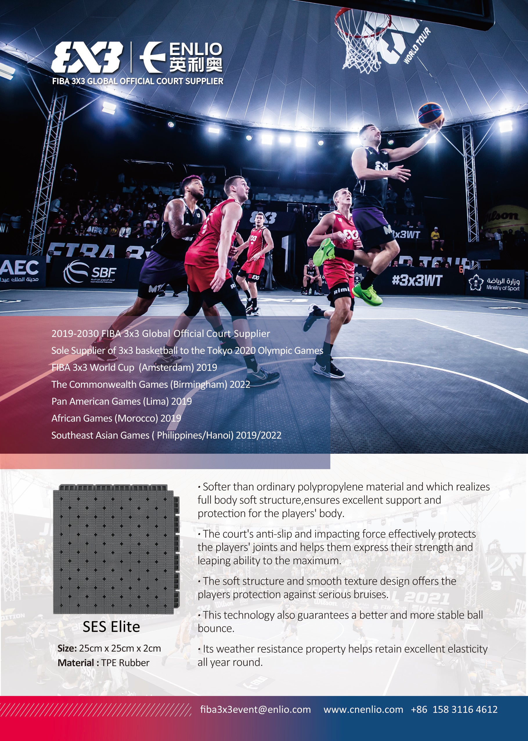 Enlio Official FIBA 3X3 Basketball Court