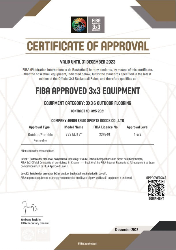 Enlio Official FIBA 3X3 Basketball Court &mdash; Delivered Duty Paid, installed in one day