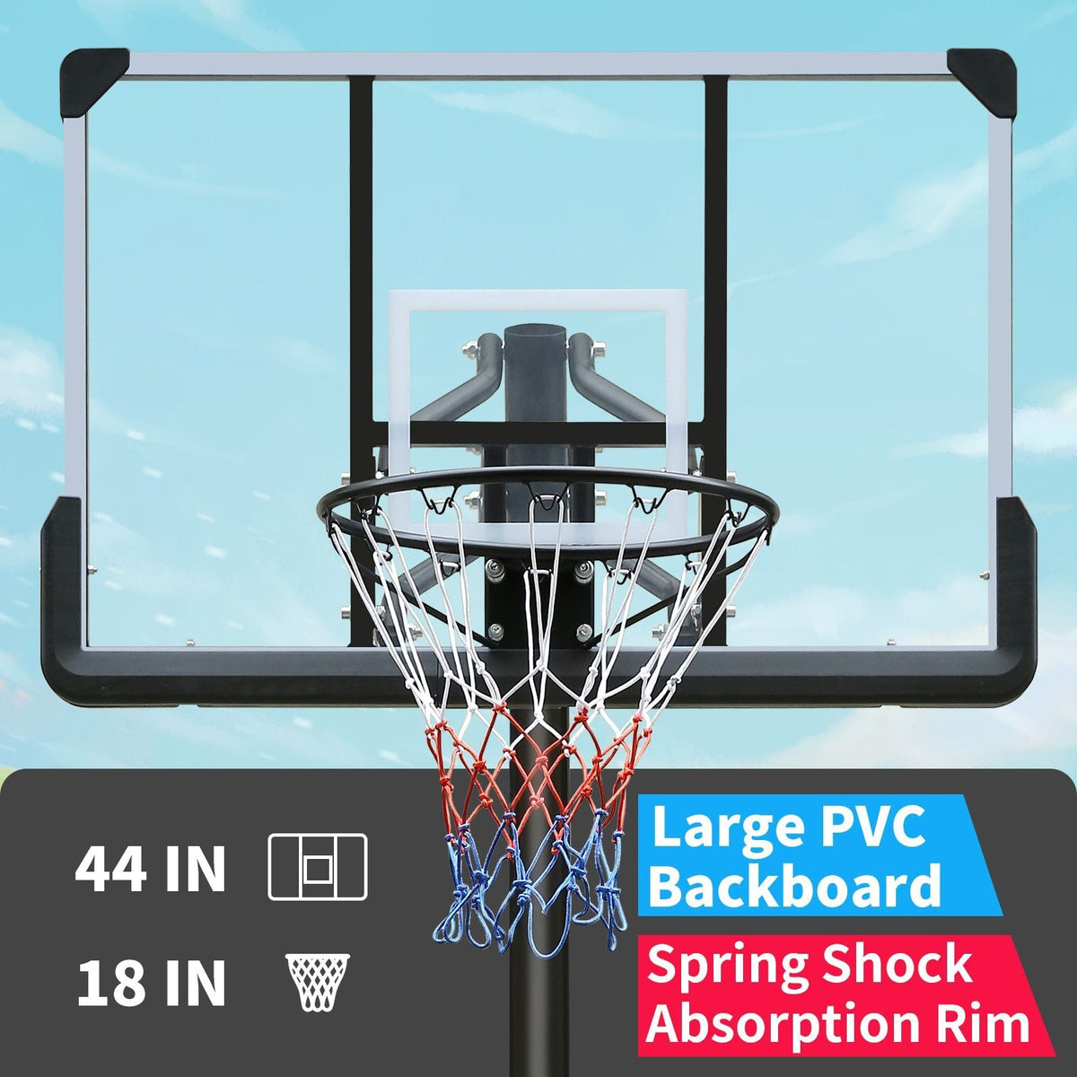 Versatile Portable Basketball Hoop - Height Adjustable 7.5 to 10ft with 44 Inch Backboard and Stable Base &mdash; Authorized partnerships you can trust