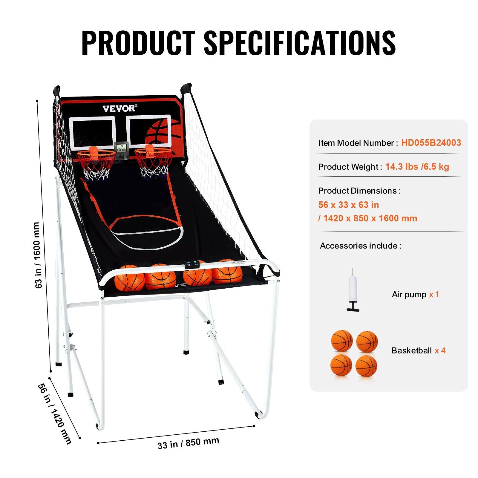 Foldable Basketball Arcade Game -pop a shot basketball Fun with LCD Scoreboard