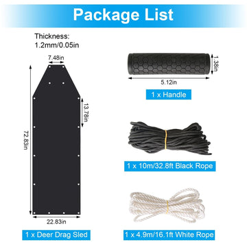 All-Season Deer Dragging Sled with 32.8FT Rope - Ideal for Hunting & Wood Hauling
