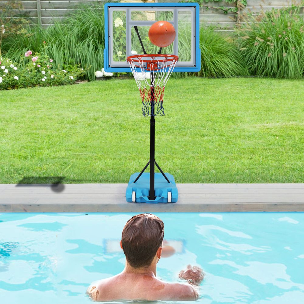 Adjustable PVC Transparent Basketball Hoop - 115-135cm Poolside Frame for Fun Games