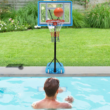 Adjustable PVC Transparent Basketball Hoop - 115-135cm Poolside Frame for Fun Games