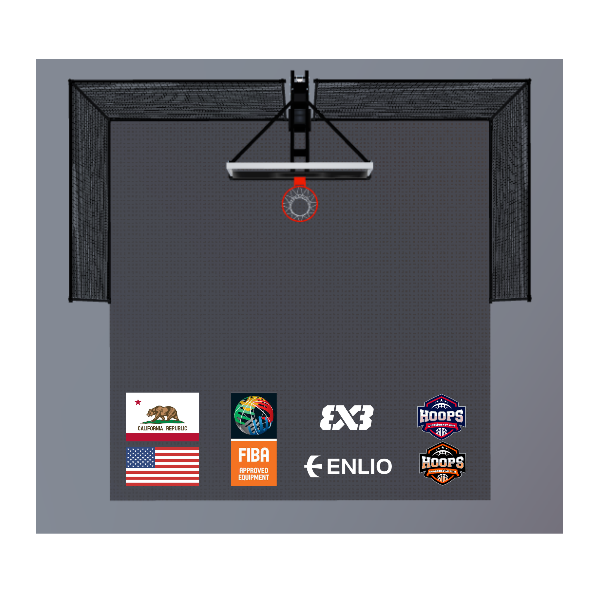 USA Enlio Official 3X3 Basketball Court – FIBA Certified – 20' x 20' Pro Kit