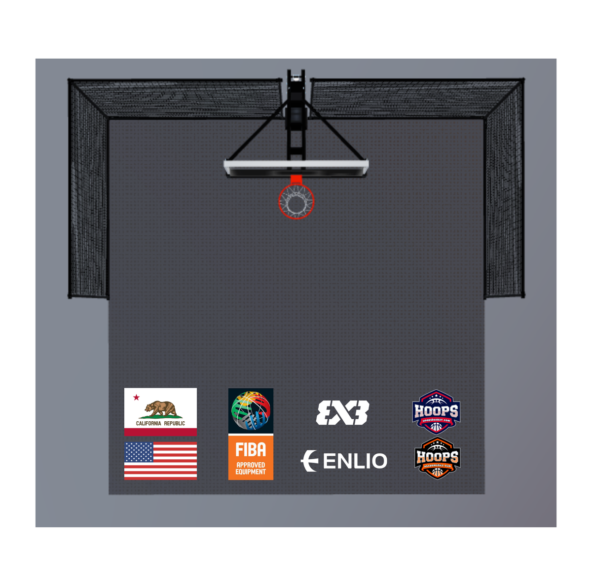 USA Enlio Official 3X3 Basketball Court – FIBA Certified – 20' x 20' Pro Kit