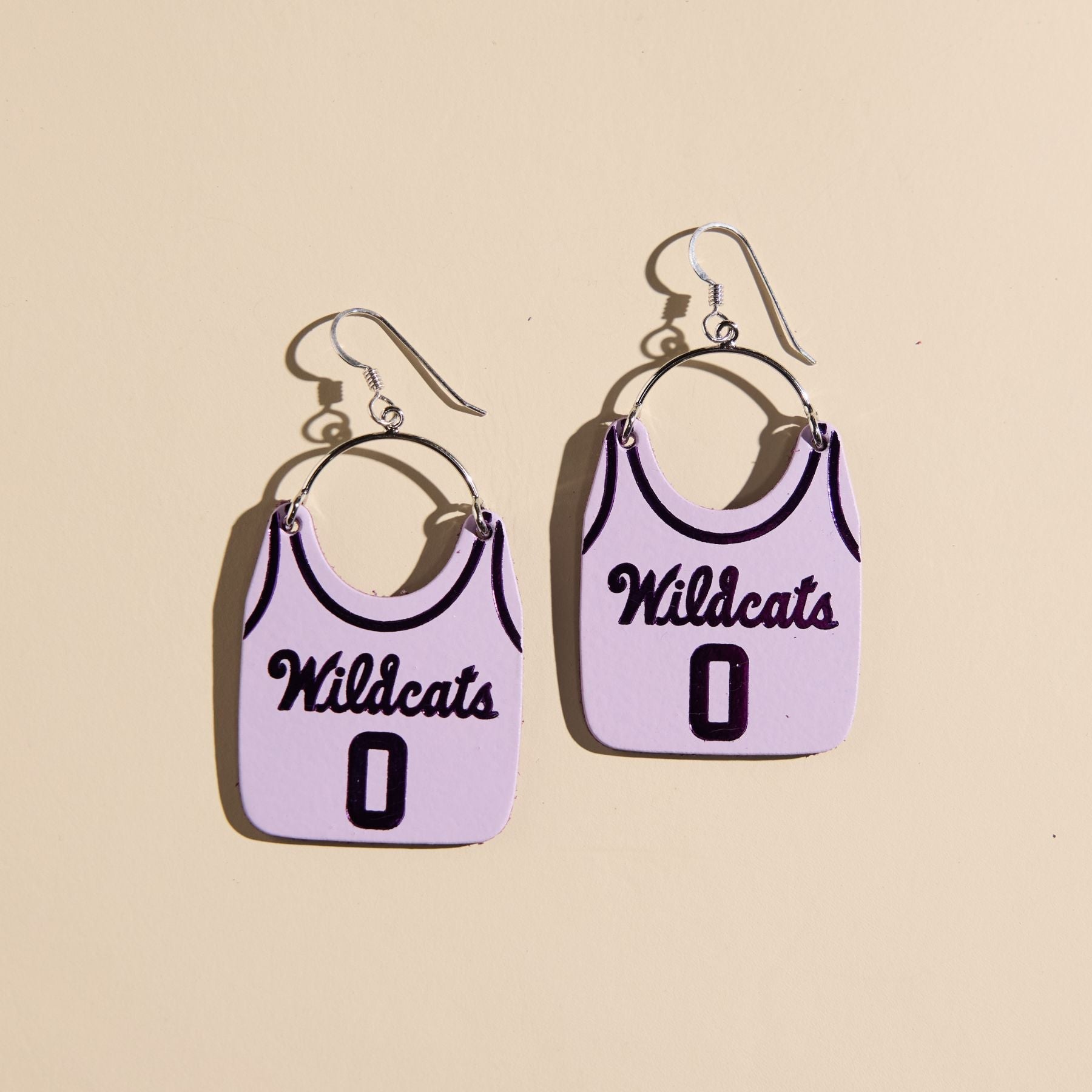 Lavender Kansas State University Basketball Jersey Earrings