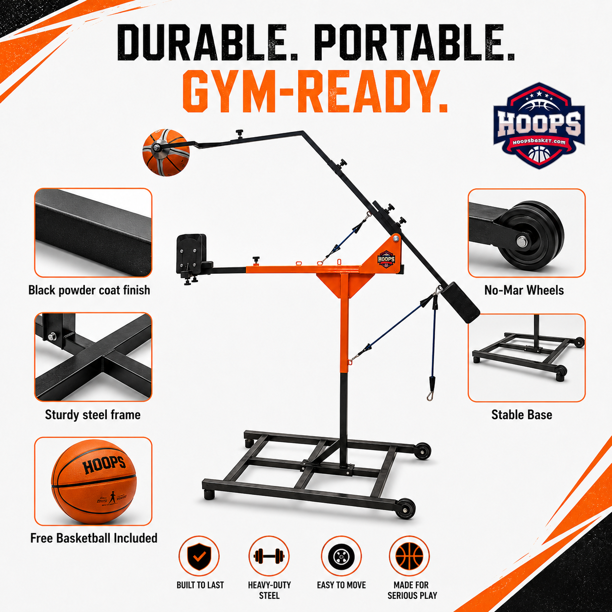 Durable portable gym-ready Shooting Correction Machine with powder-coat steel frame and no-mar transport wheels