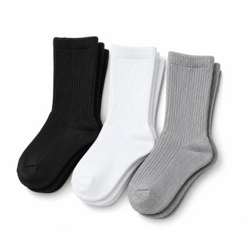 Basketball team socks - 3-pack of crew-height socks in black, white and gray