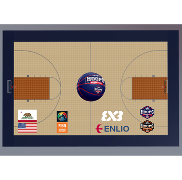 Portable Enlio FIBA-Approved Wood Pattern Basketball Court Tiles – 56' x 100' NCAA Full Court