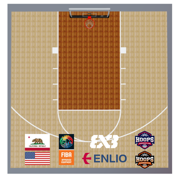 Portable Enlio FIBA-Approved Wood Pattern Basketball Court Tiles  – 30' x 30' – Multi-Sport