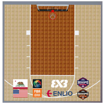 Portable Enlio FIBA-Approved Wood Pattern Basketball Court Tiles  – 25' x 25' – Club Kit