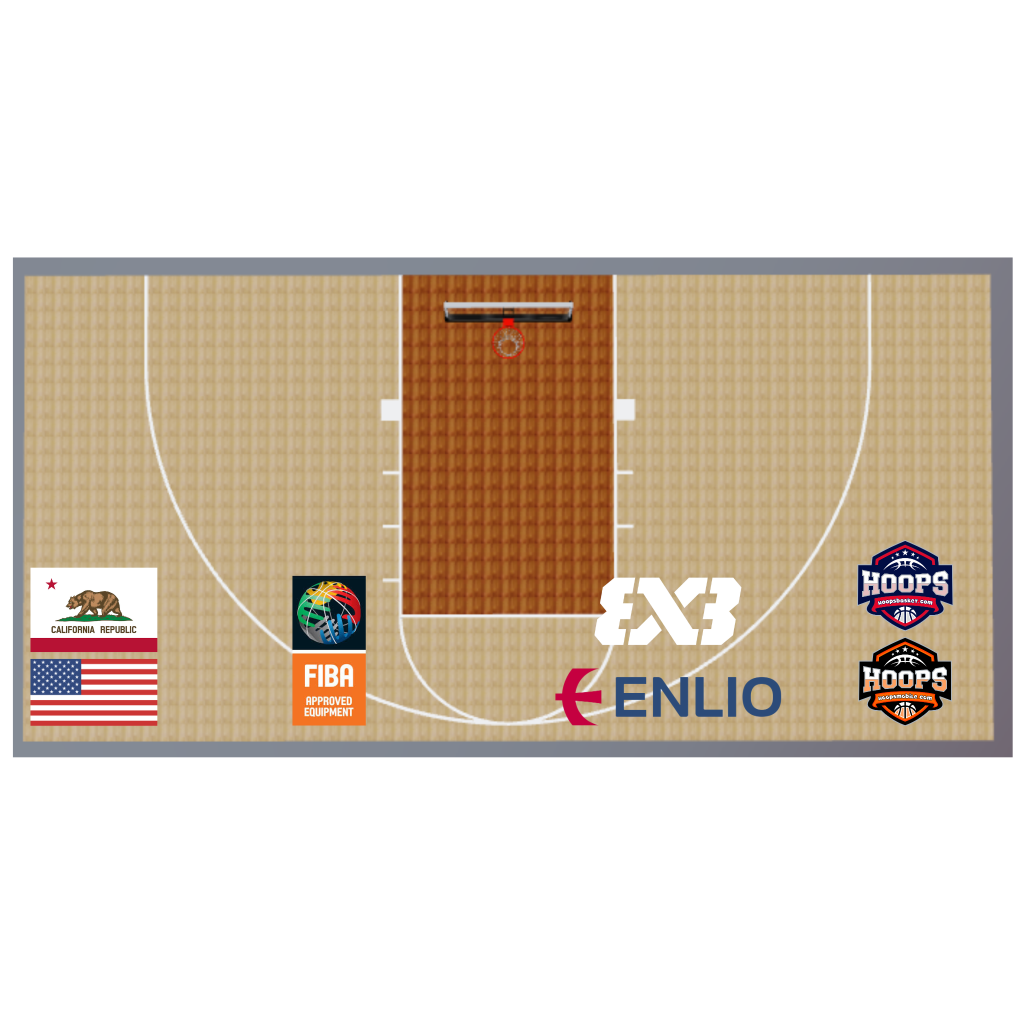 Portable Enlio FIBA-Approved Wood Pattern Basketball Court Tiles – 25' x 54' Large Training Court