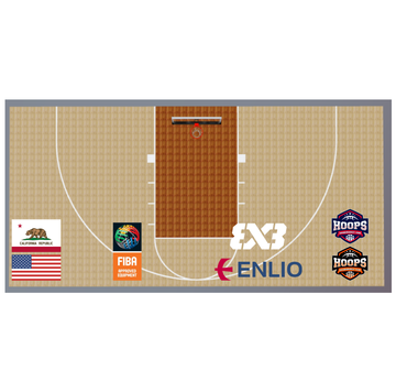 Portable Enlio FIBA-Approved Wood Pattern Basketball Court Tiles – 25' x 54' Large Training Court