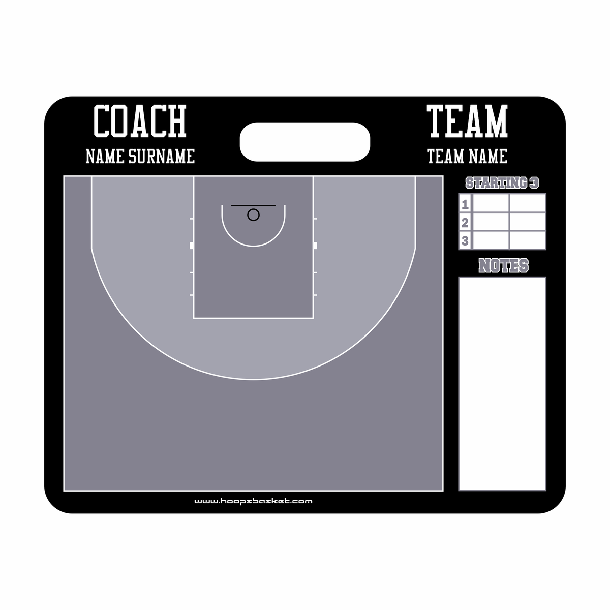 Custom 3x3 Basketball Coaching Board 11.4 x 9.4 in (Magnetic) &mdash; A coaching surface built to last the season