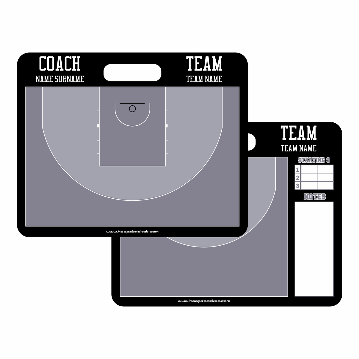 Custom 3x3 Basketball Magnetic Coaching Board – front view with markers