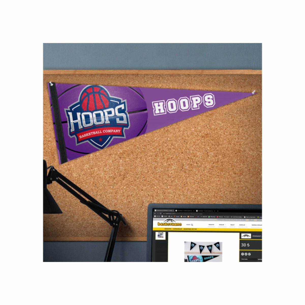 Custom Basketball Pennant (3 Pieces) &mdash; Made-to-order in California